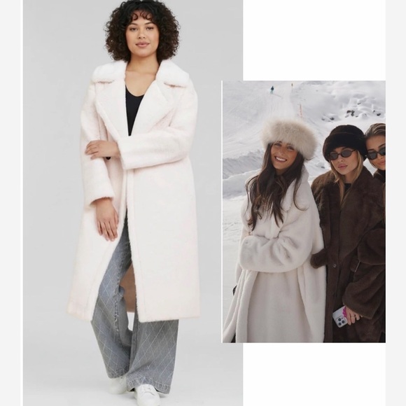Avec Les Filles White Luxe Faux Mink Fur Coat Jacket Sz L Women’s NWT - Picture 5 of 17